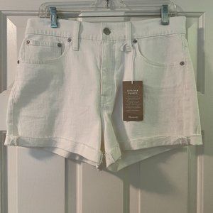 Madewell white high-rise denim shorts